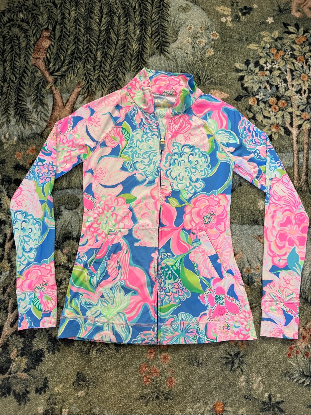 Lilly Pulitzer Luxletic Hadlee Peony For Your Thoughts Jacket Zip Front Size XXS